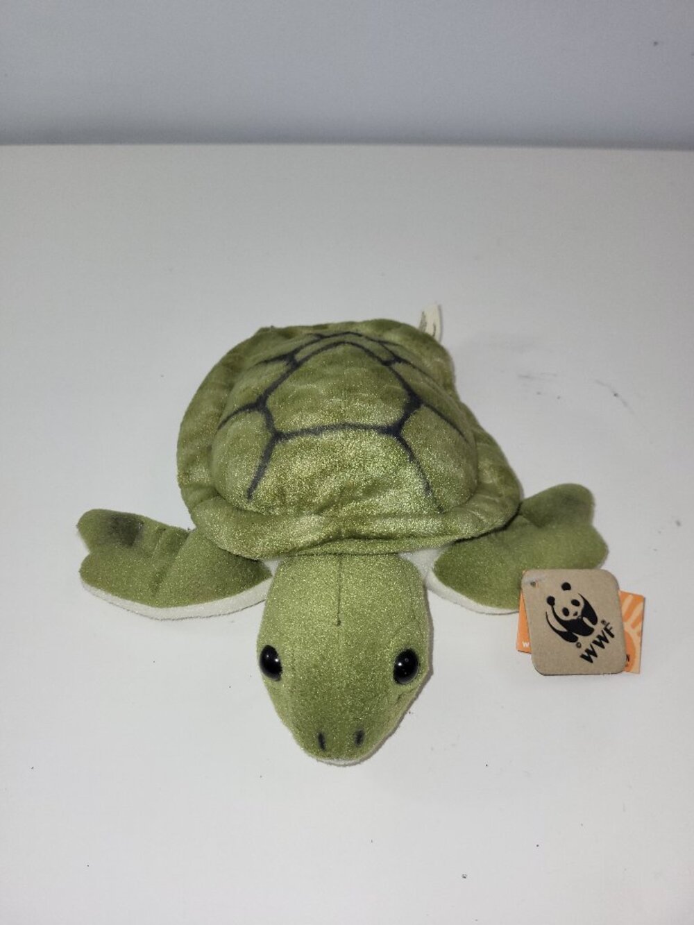 WWF Turtle Plush Stuffed Animal Green Sea Turtle Vintage 8" Toy